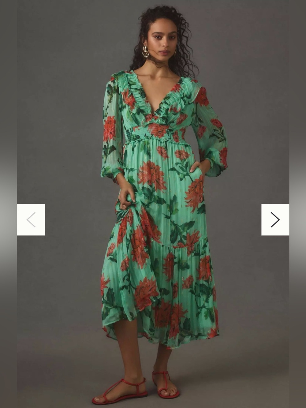 Anthropologie The Odetta Ruffled V-Neck Dress